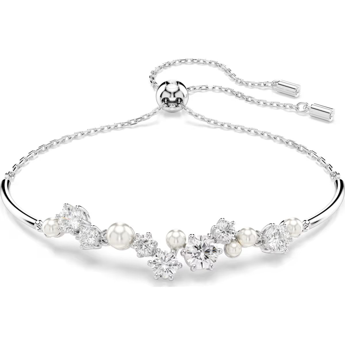 Swarovski - Constella bangle, Crystal pearl, Round cuts, White, Rhodium plated 5705618