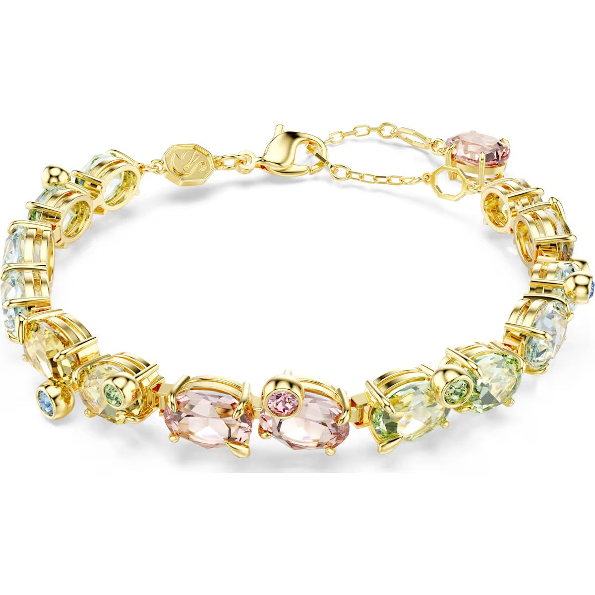 Swarovski - Gema Tennis bracelet, Mixed cuts, Multicolored, Gold-tone plated 5705808