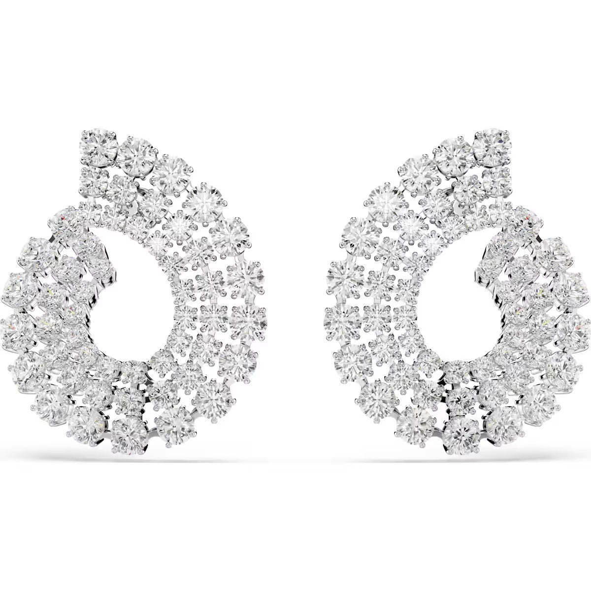 Swarovski - Matrix hoop earrings, Mixed round cuts, White, Rhodium plated 5705834