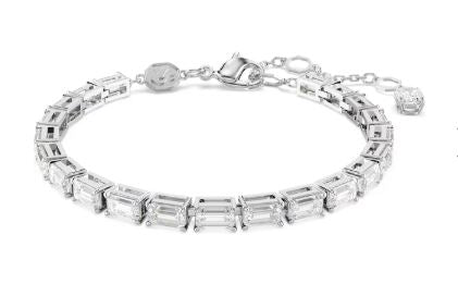 Swarovski - Matrix Tennis bracelet, Baguette cut, White, Rhodium plated 5707200