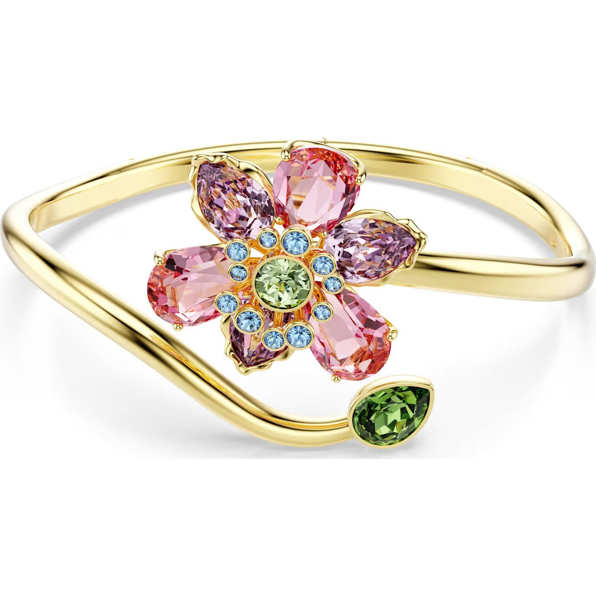 Swarovski - Idyllia bangle, Mixed cuts, Flower, Multicolored, Gold-tone plated 5709028