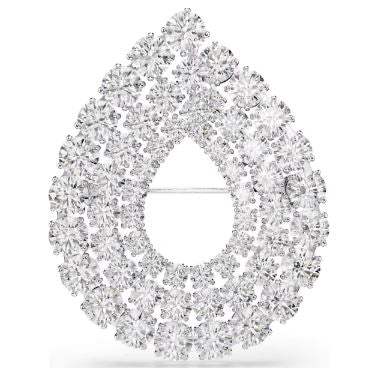 Swarovski - Matrix brooch, Round cut, White, Rhodium plated 5714648