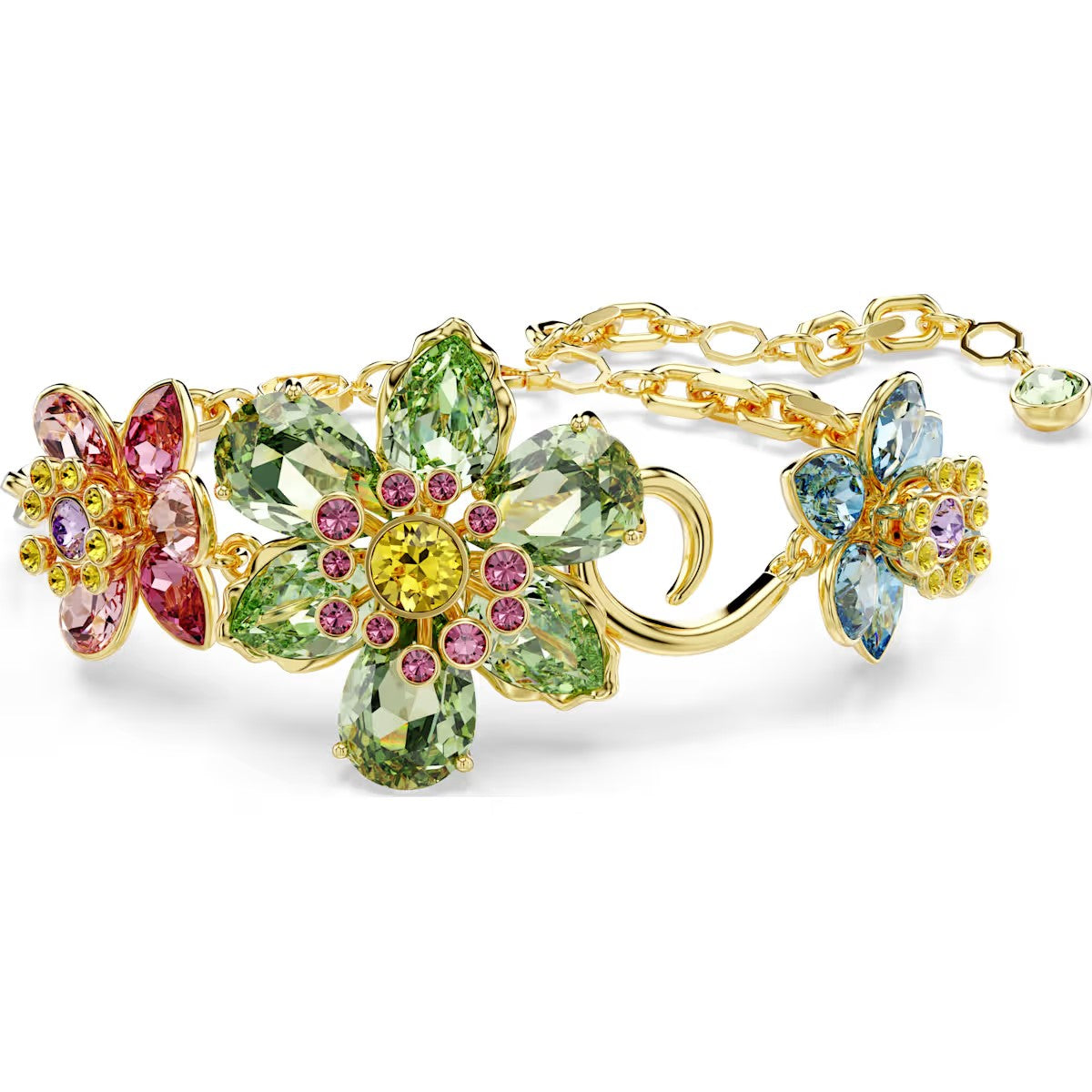 Swarovski - Idyllia bracelet, Mixed cuts, Flower, Multicolored, Gold-tone plated 5717156