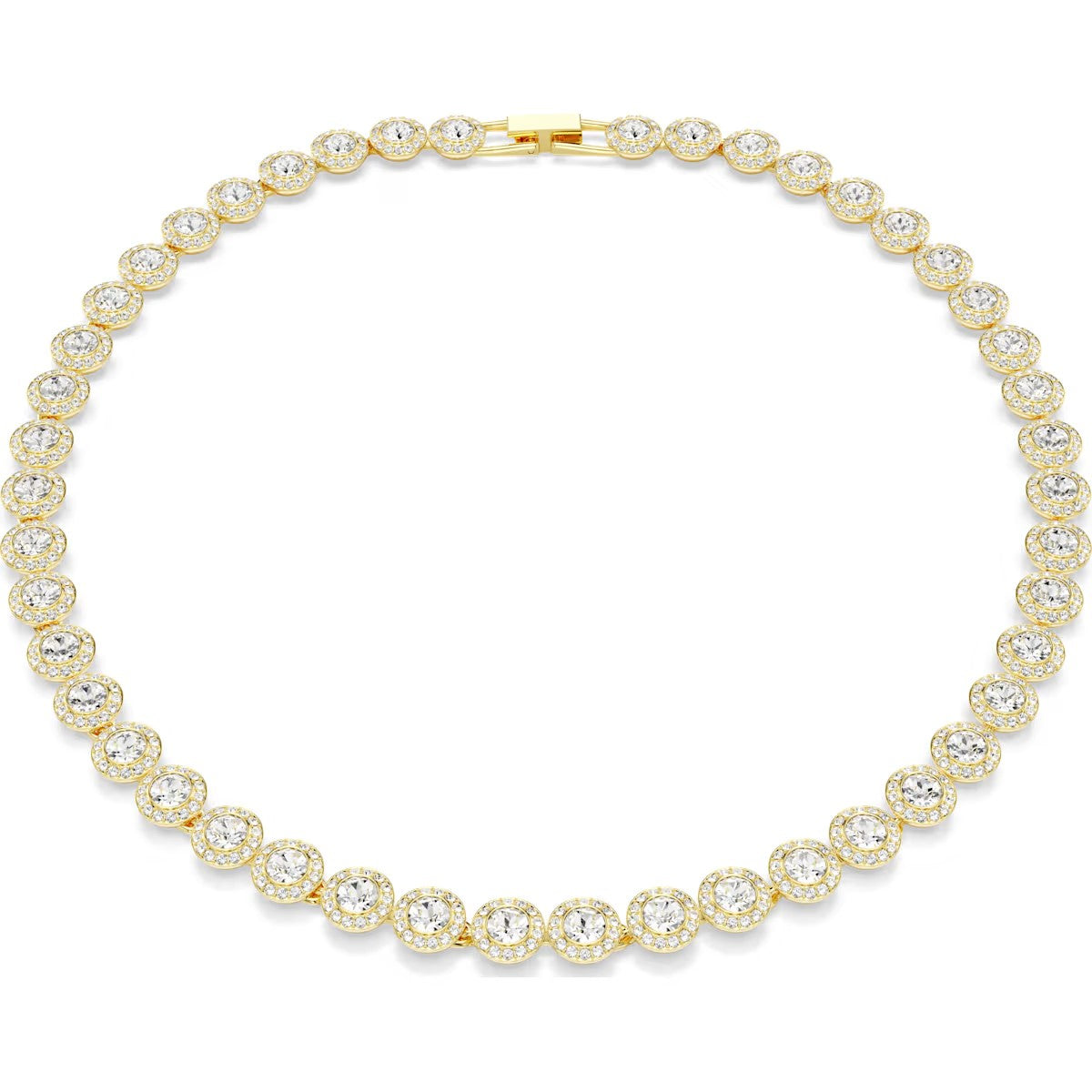 Swarovski - Una Angelic Tennis necklace, Round cut, White, Gold-tone plated 5720505