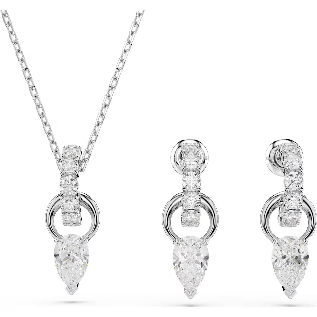 Swarovski Mesmera set, Pear cut, Round cut, White, Rhodium plated  - 5723197