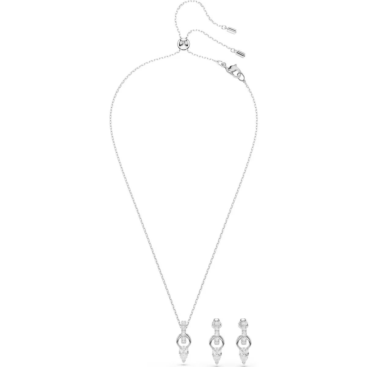 Swarovski Mesmera set, Pear cut, Round cut, White, Rhodium plated  - 5723197