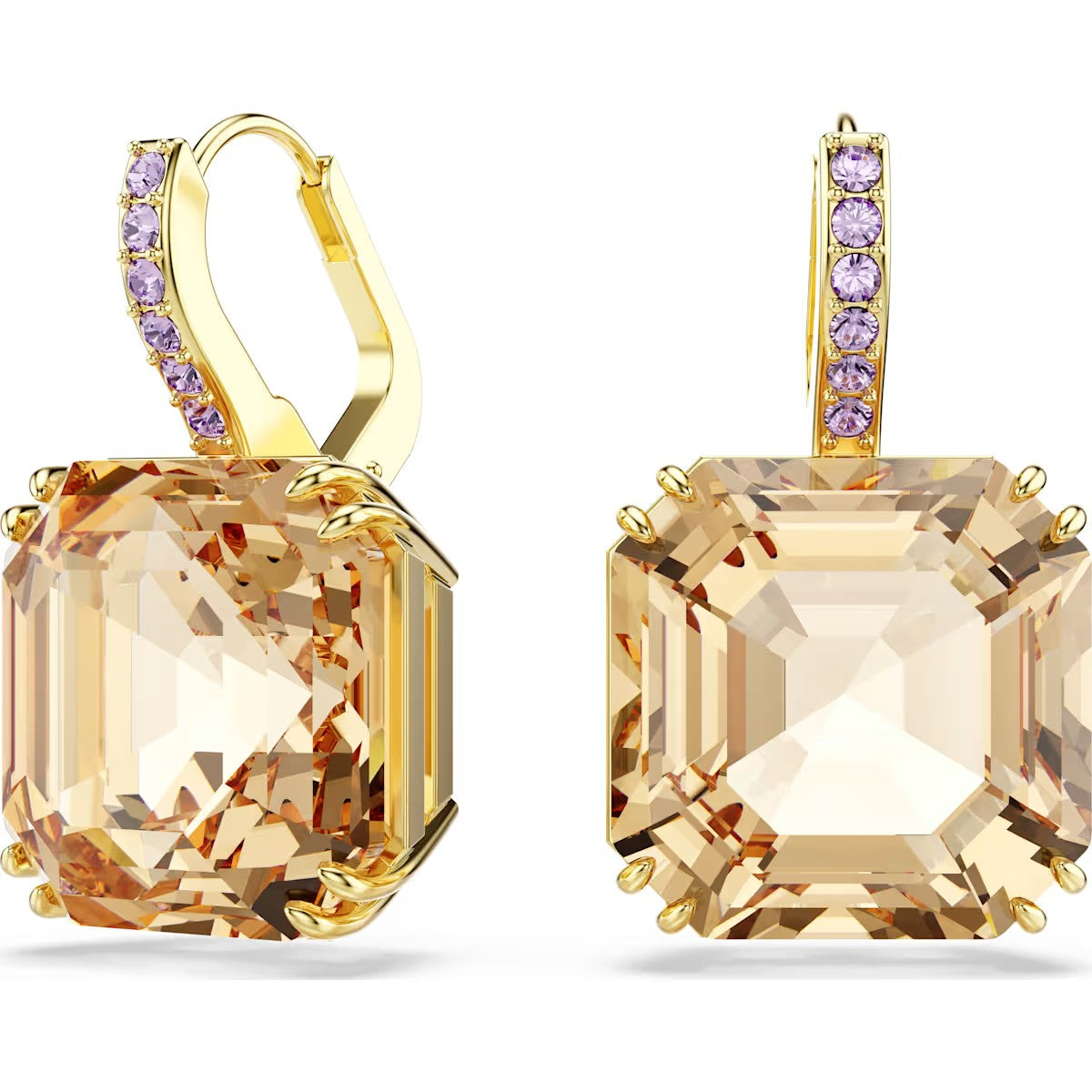 Millenia drop earrings, Mixed cuts, Caramel, Gold-tone plated 5725744