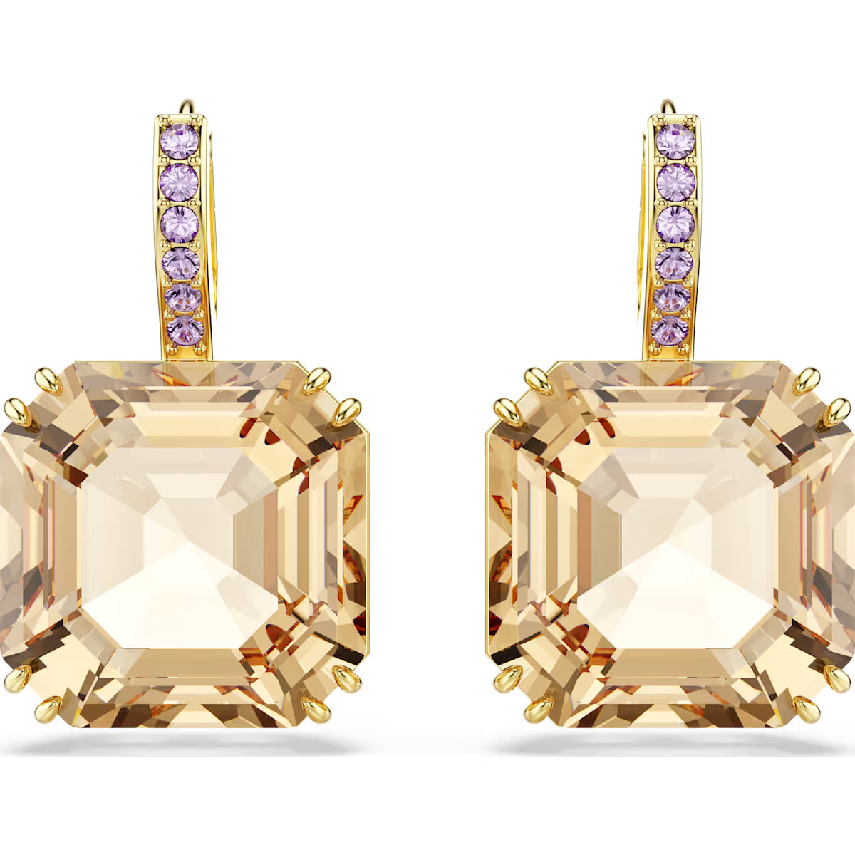 Millenia drop earrings, Mixed cuts, Caramel, Gold-tone plated 5725744
