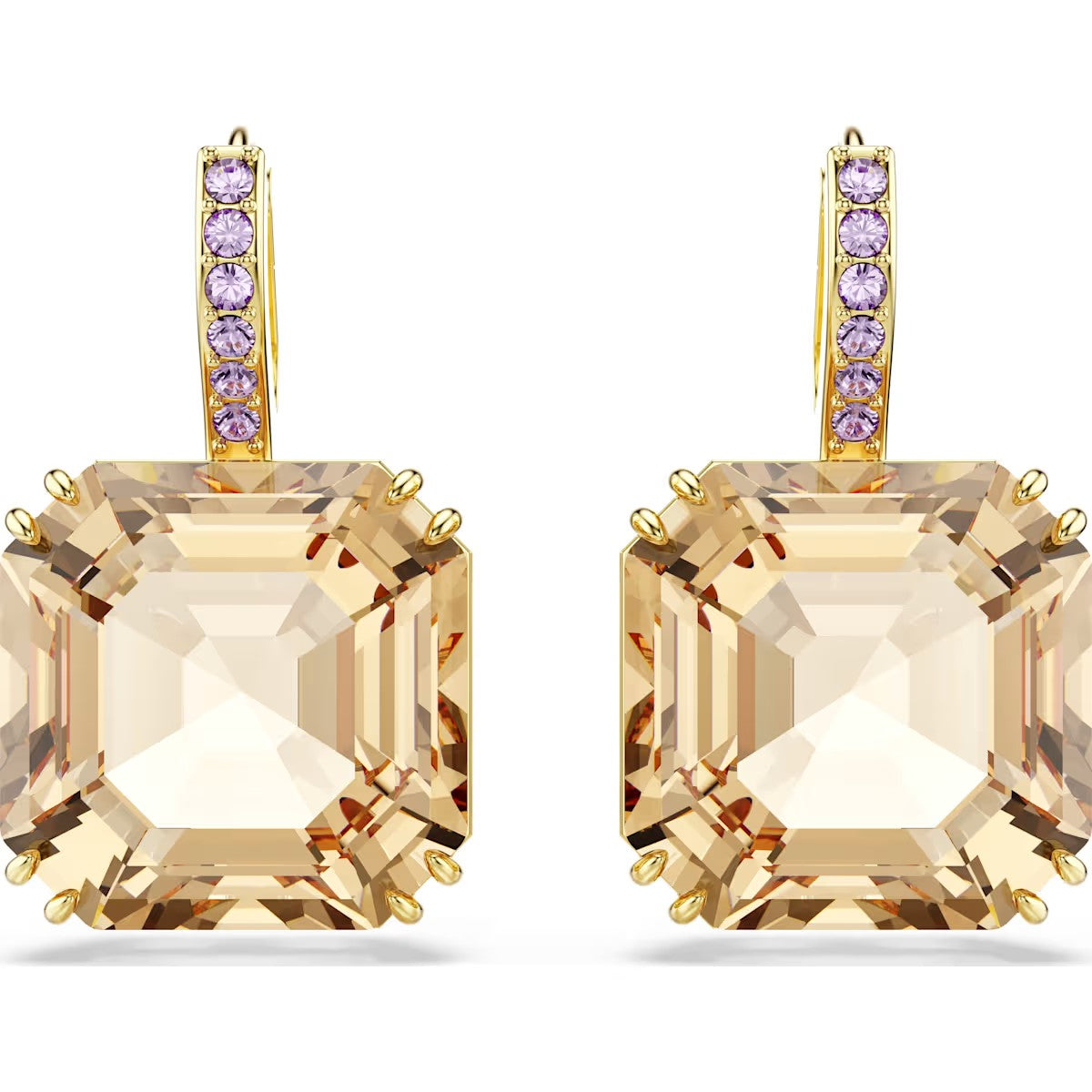 Millenia drop earrings, Mixed cuts, Caramel, Gold-tone plated 5725744