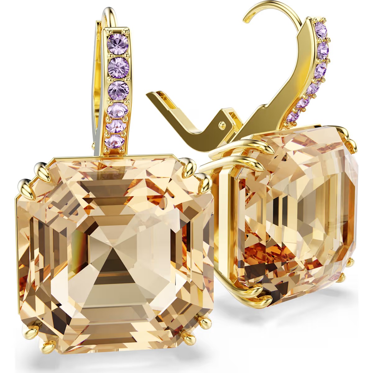 Millenia drop earrings, Mixed cuts, Caramel, Gold-tone plated 5725744