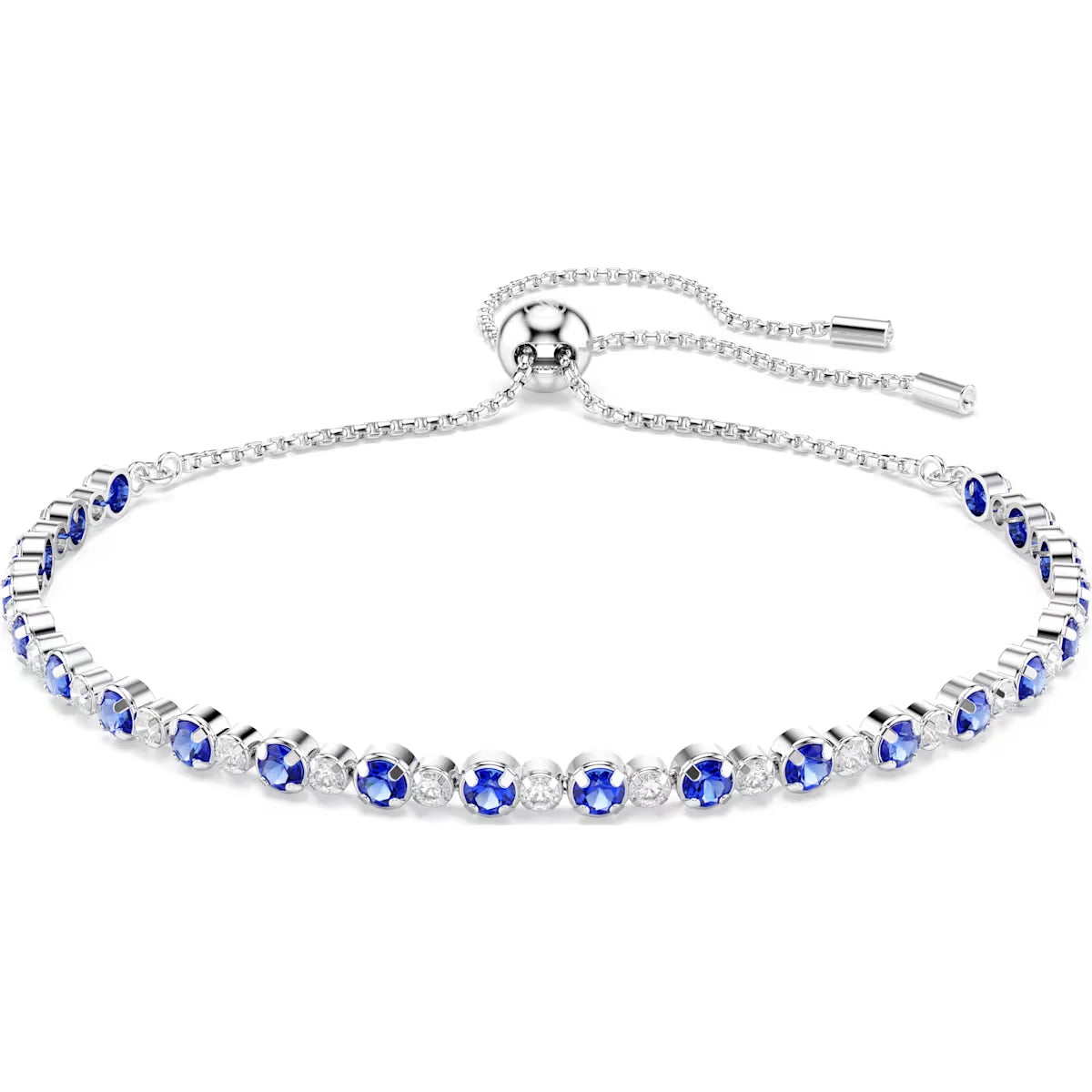Swarovski Matrix Tennis bracelet, Mixed round cuts, Blue, Rhodium plated 5725854