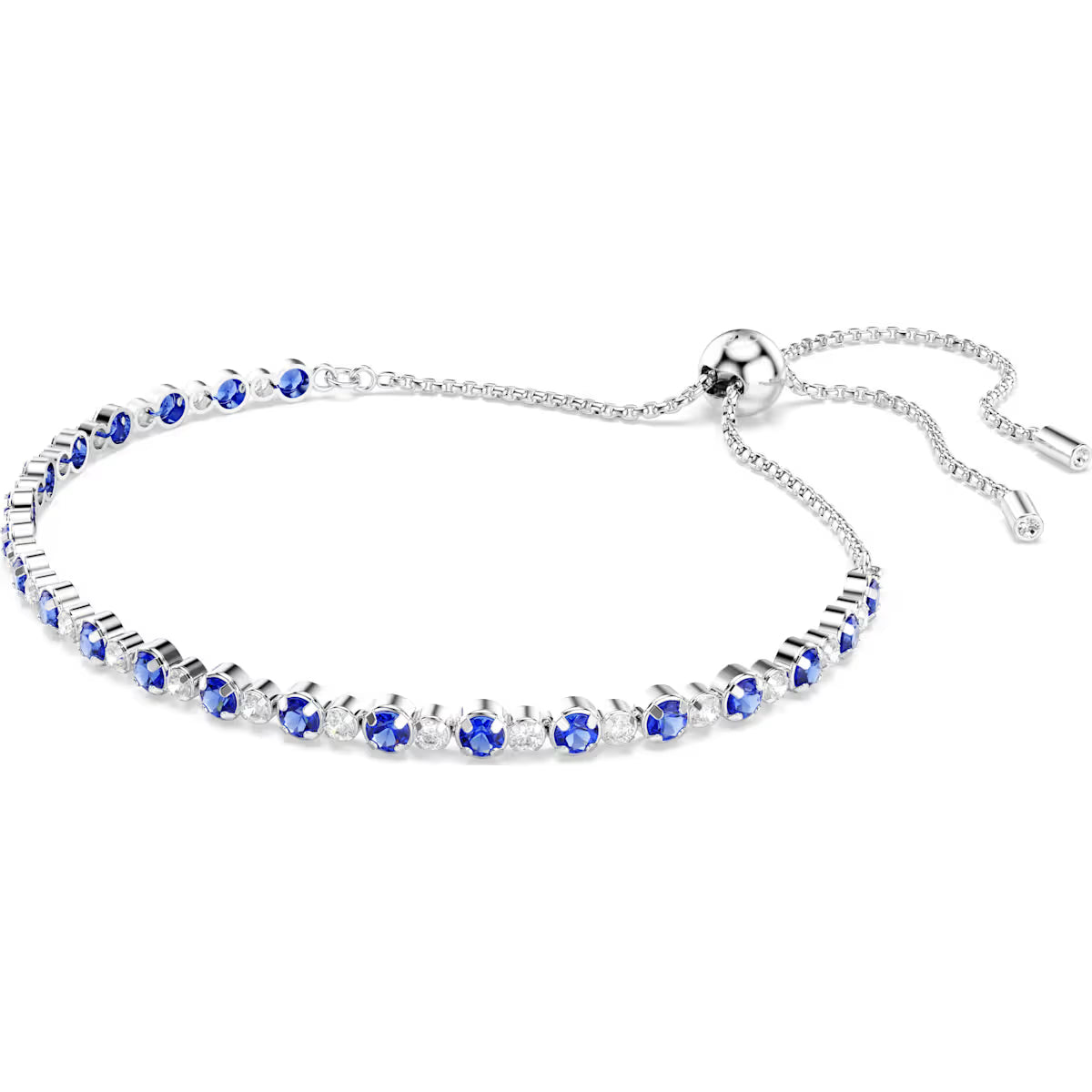 Swarovski Matrix Tennis bracelet, Mixed round cuts, Blue, Rhodium plated 5725854