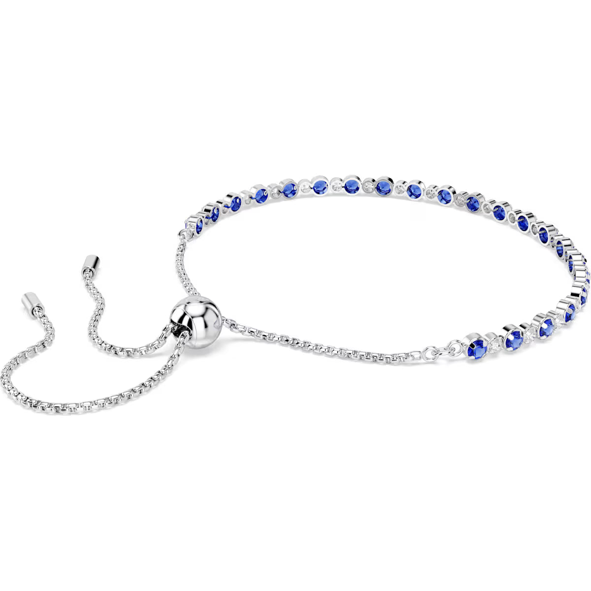 Swarovski Matrix Tennis bracelet, Mixed round cuts, Blue, Rhodium plated 5725854