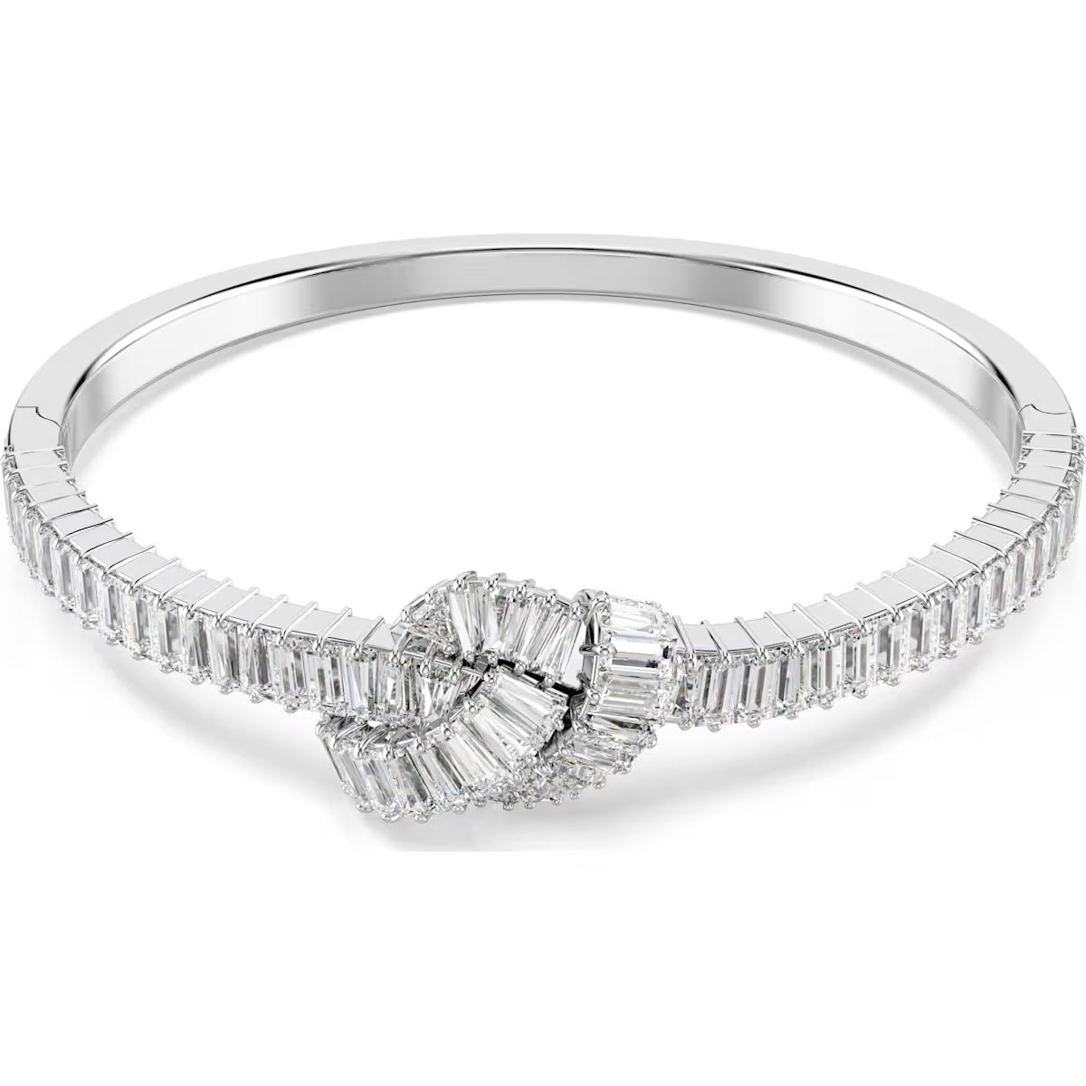Swarovski Matrix bangle, Baguette cut, Knot, White, Rhodium plated 5727120