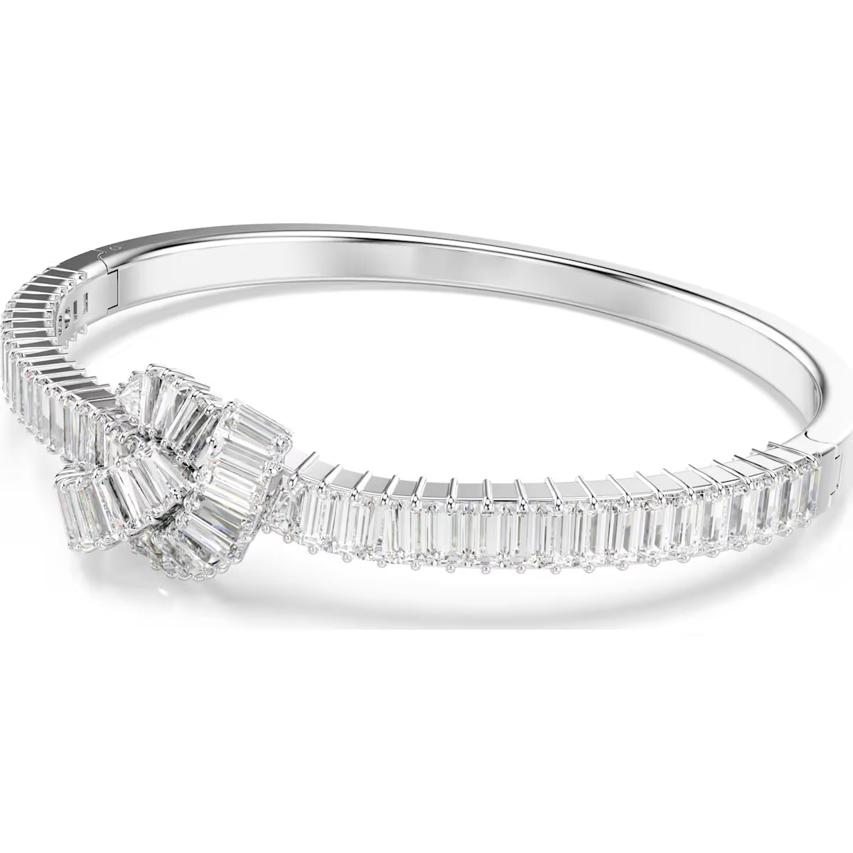 Swarovski Matrix bangle, Baguette cut, Knot, White, Rhodium plated 5727120
