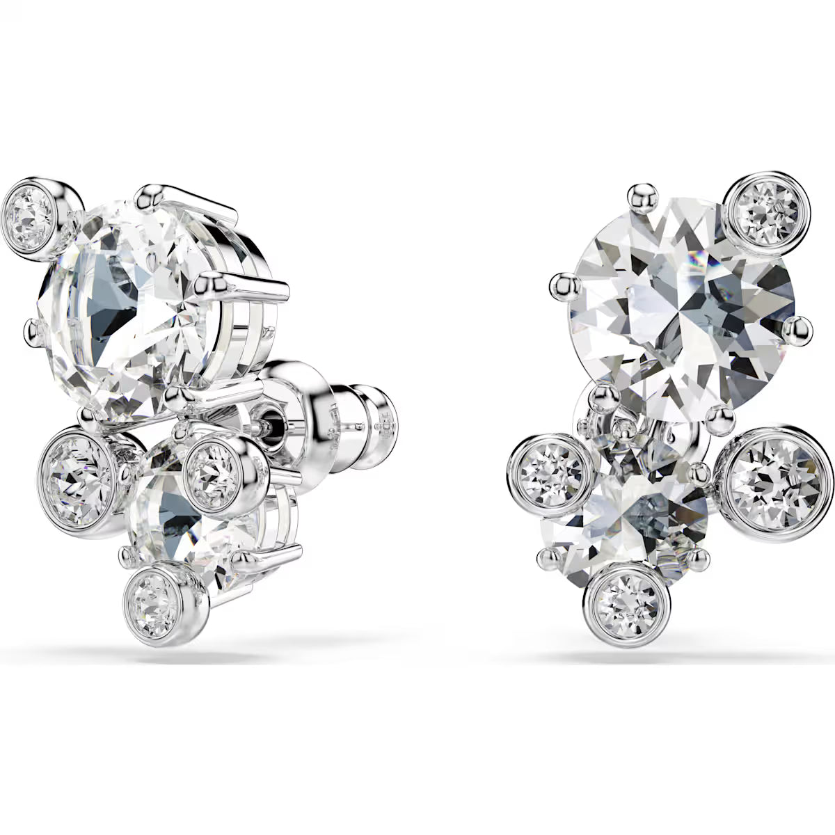 Constella stud earrings, Round cut, White, Rhodium plated 5732253