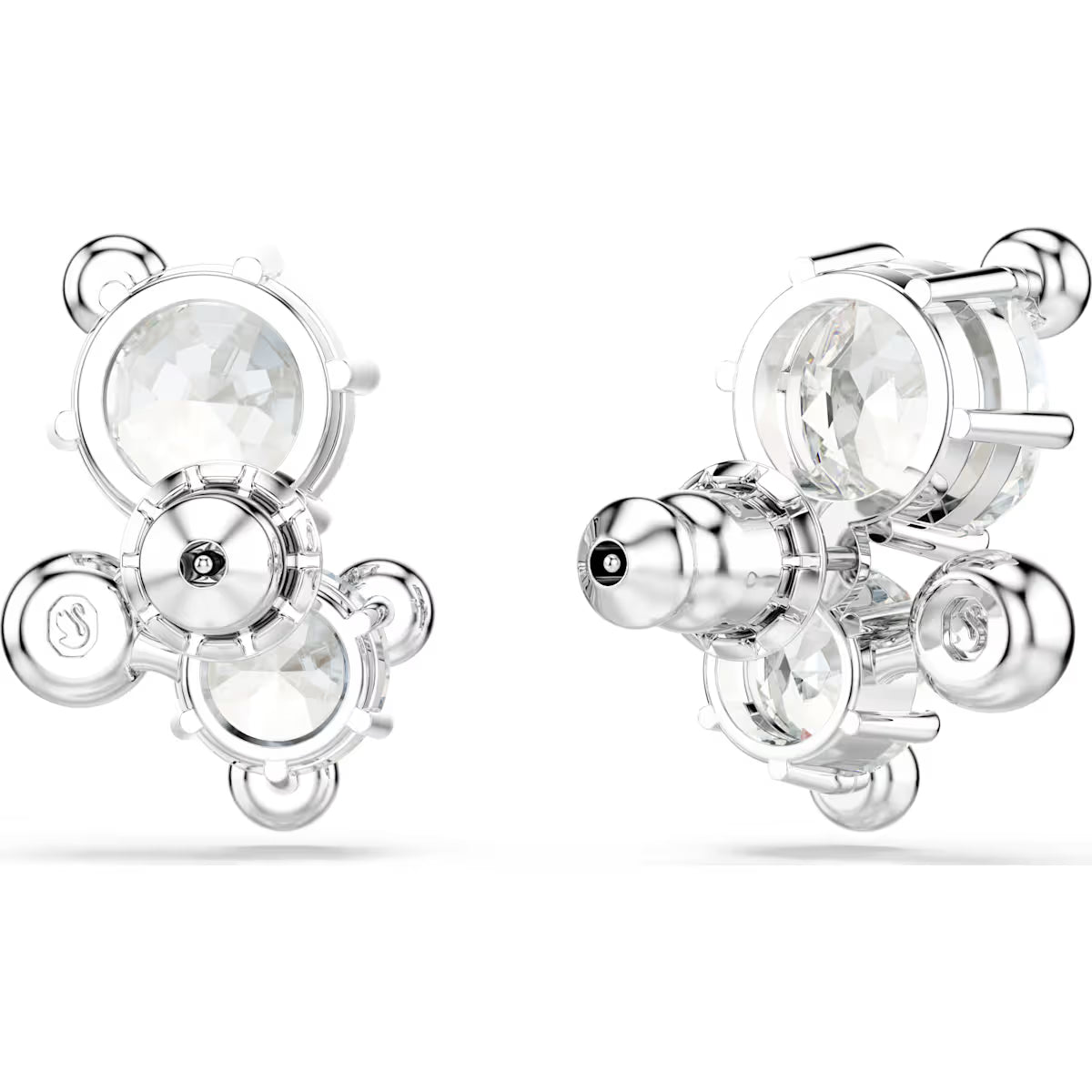 Constella stud earrings, Round cut, White, Rhodium plated 5732253