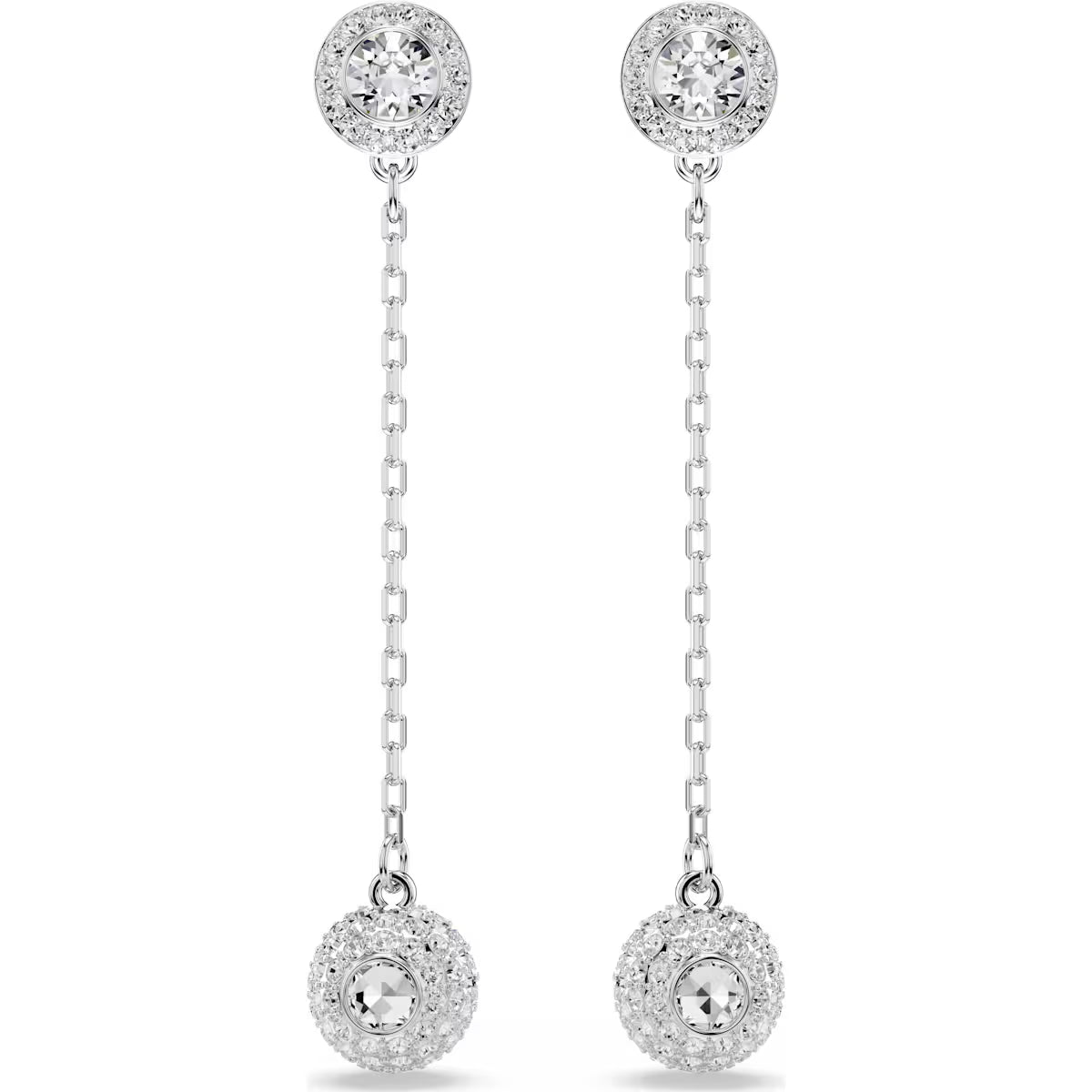 Una Angelic drop earrings, Round cut, White, Rhodium plated 5732273