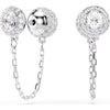 Una Angelic drop earrings, Round cut, White, Rhodium plated 5732273