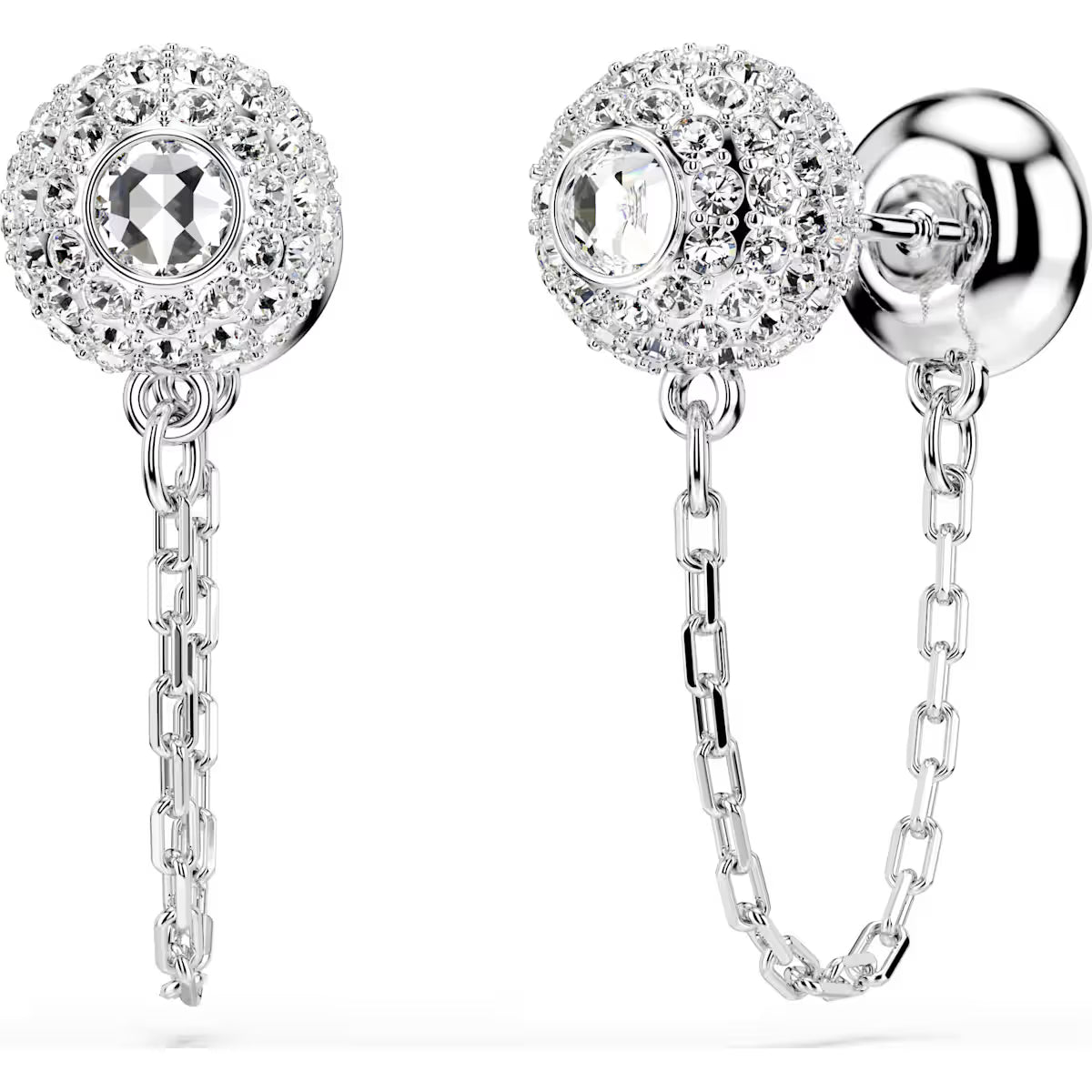 Una Angelic drop earrings, Round cut, White, Rhodium plated 5732273