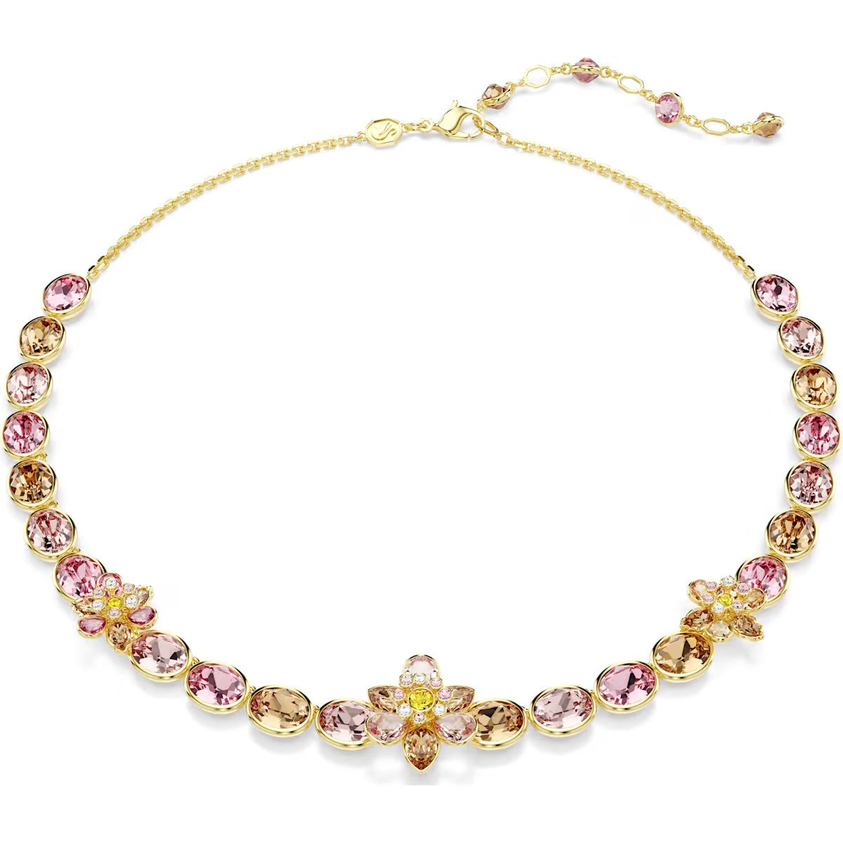 Idyllia necklace, Mixed cuts, Flower, Multicolored, Gold-tone plated 5732385