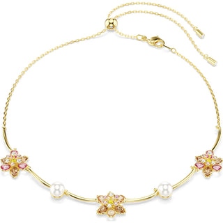 Idyllia necklace, Crystal pearl, Mixed cuts, Flower, Multicolored, Gold-tone plated 5732388