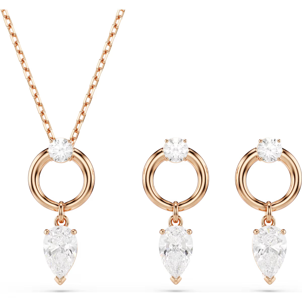 Swarovski Mesmera set, Pear cut, Round cut, White, Rose gold-tone plated 5733808