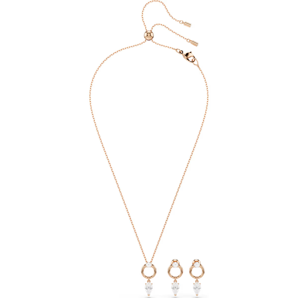 Swarovski Mesmera set, Pear cut, Round cut, White, Rose gold-tone plated 5733808