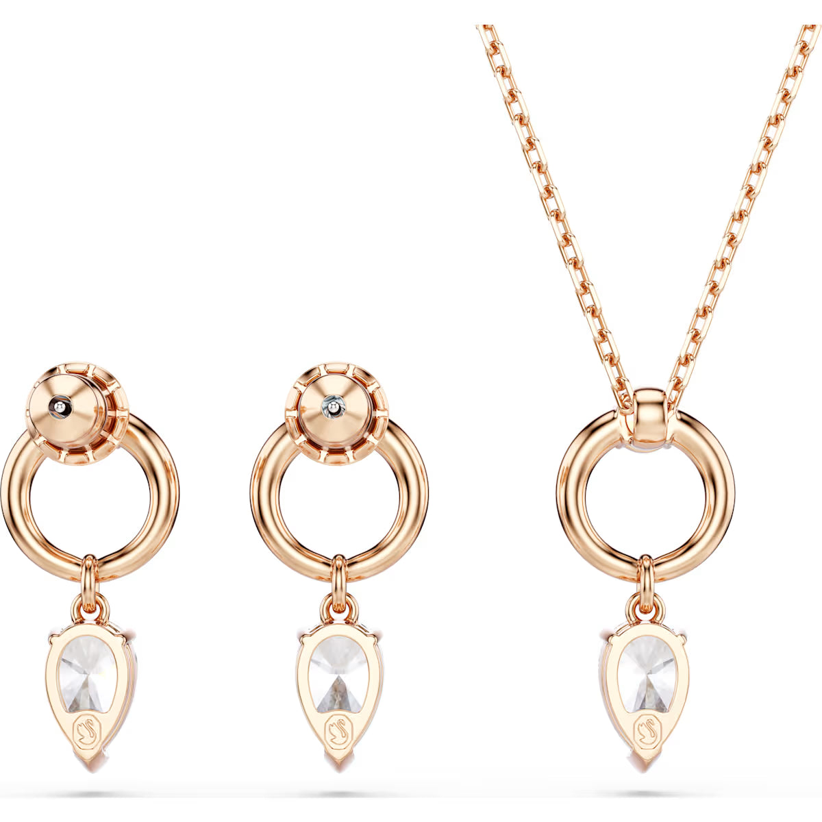 Swarovski Mesmera set, Pear cut, Round cut, White, Rose gold-tone plated 5733808