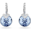 Swarovski Bella V drop earrings, Round cut, Blue, Rhodium plated 5734234