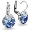 Swarovski Bella V drop earrings, Round cut, Blue, Rhodium plated 5734234