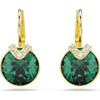 Swarovski Bella V drop earrings, Round cut, Green, Gold-tone plated 5735389