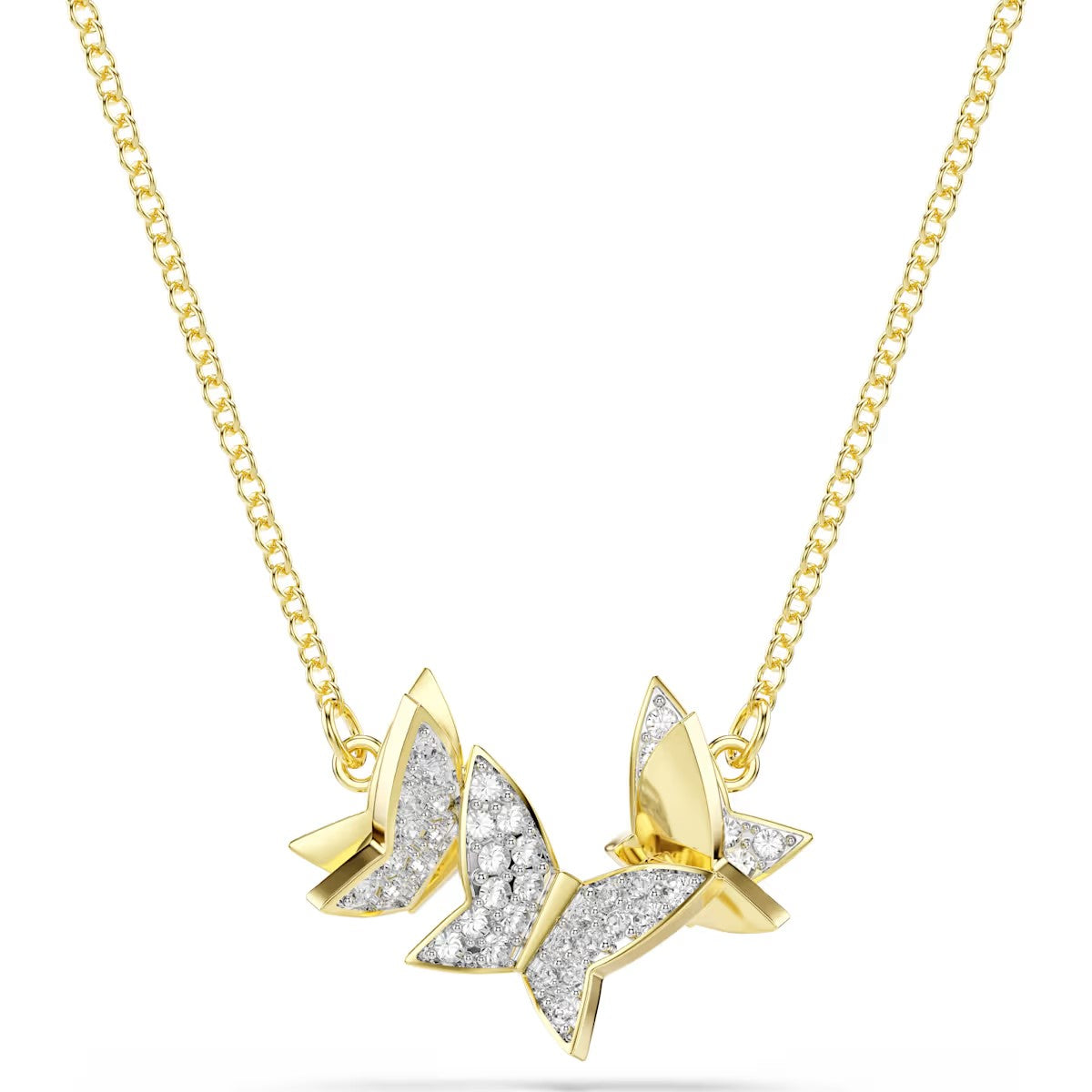 Swarovski Idyllia Lilia necklace, Butterfly, White, Gold-tone plated  - 5736068