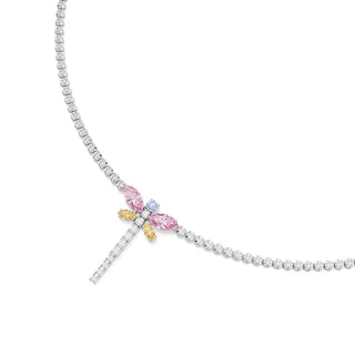 Ariana Grande x Swarovski Tennis Y necklace, Mixed cuts, Dragonfly, Multicolored, Rhodium plated 5737425
