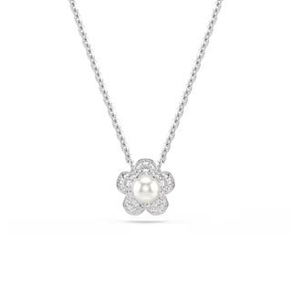 Ariana Grande x Swarovski set, Crystal pearl, Round cut, Flower, White, Rhodium plated 5749180