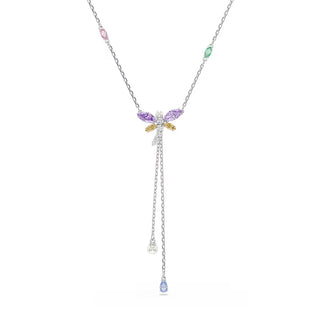Ariana Grande x Swarovski Y necklace, Mixed cuts, Dragonfly, Multicolored, Rhodium plated 5749183