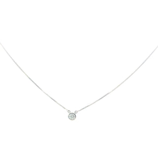 Sterling Silver Round Bezel Set Lab Grown Diamond  Pendant Necklace