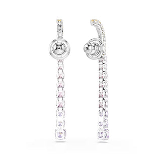 Matrix drop earrings, Gradient of round cuts, Multicolored, Rhodium plated 5751195