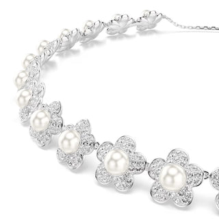 Ariana Grande x Swarovski choker, Crystal pearl, Round cut, White, Rhodium plated 5751250