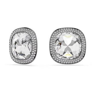 Swarovski Una Angelic clip earrings, Cushion cut, White, Ruthenium plated 5751325