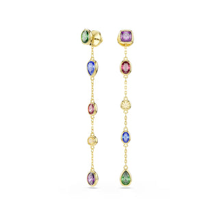 Swarovski Imber drop earrings, Mixed cuts, Multicolored, 18K gold finish 5753289