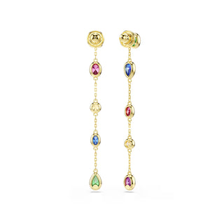 Swarovski Imber drop earrings, Mixed cuts, Multicolored, 18K gold finish 5753289