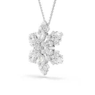 Swarovski Idyllia pendant and brooch, Mixed cuts, Snowflake, White, Rhodium plated 5754685