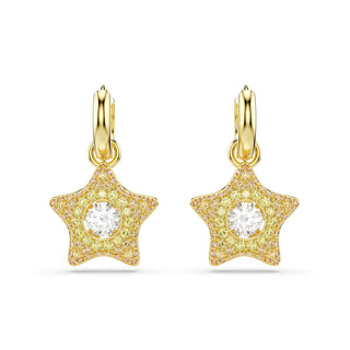 Swarovski Sublima drop earrings, Round cut, Star, Multicolored, 18K gold finish 5755274