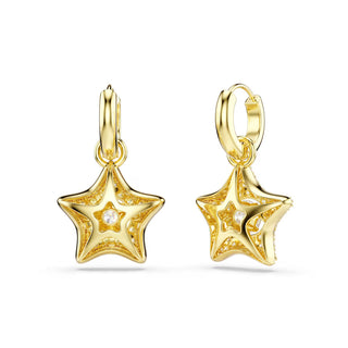 Swarovski Sublima drop earrings, Round cut, Star, Multicolored, 18K gold finish 5755274
