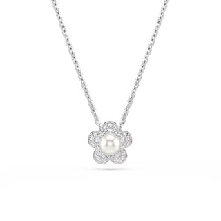 Ariana Grande x Swarovski pendant, Round cut, Flower, White, Rhodium plated 5755817