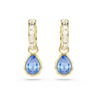 Swarovski Chroma drop earrings, Pear cut, Blue, 18K gold finish 5757815