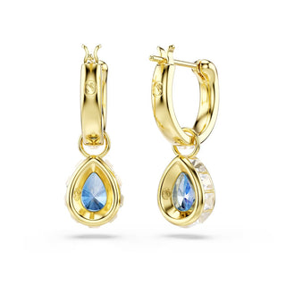 Swarovski Chroma drop earrings, Pear cut, Blue, 18K gold finish 5757815