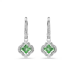 Swarovski Una Angelic drop earrings, Mixed cuts, Green, Rhodium plated 5758001