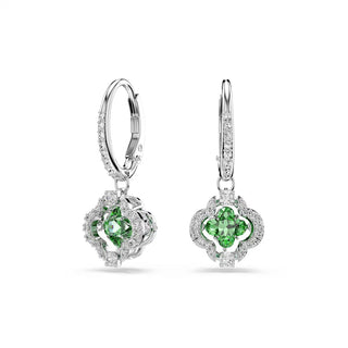 Swarovski Una Angelic drop earrings, Mixed cuts, Green, Rhodium plated 5758001